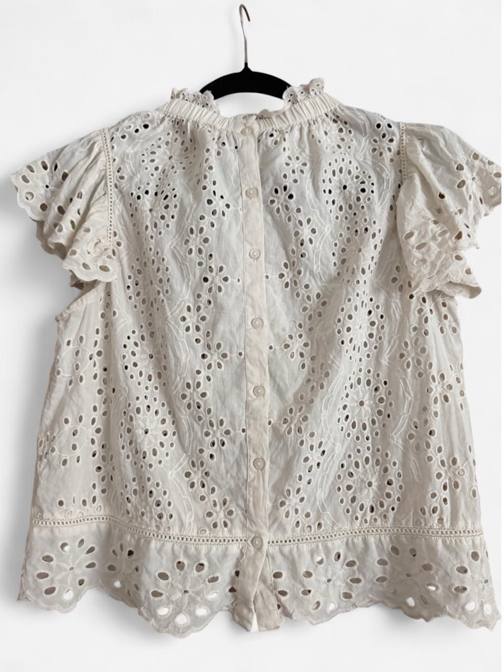 100% Cotton Ivory Eyelet Blouse - Picture 2 of 4